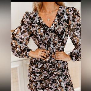 Ditsey floral print ruched mini dress